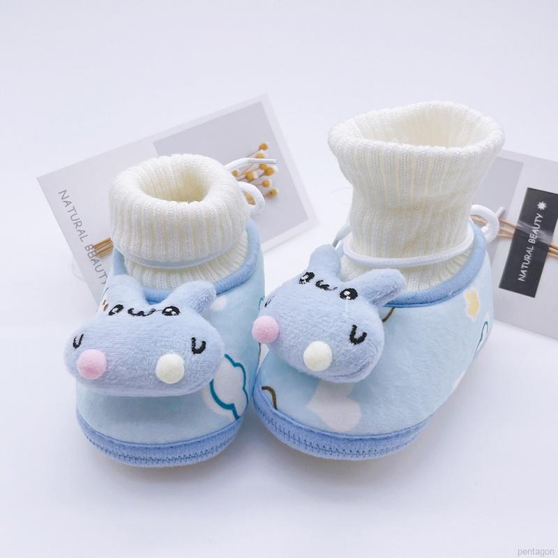 Giày Đế Mềm Cột Dây Chống Trượt Giữ Ấm Mùa Đông Cho Bé Sơ Sinh