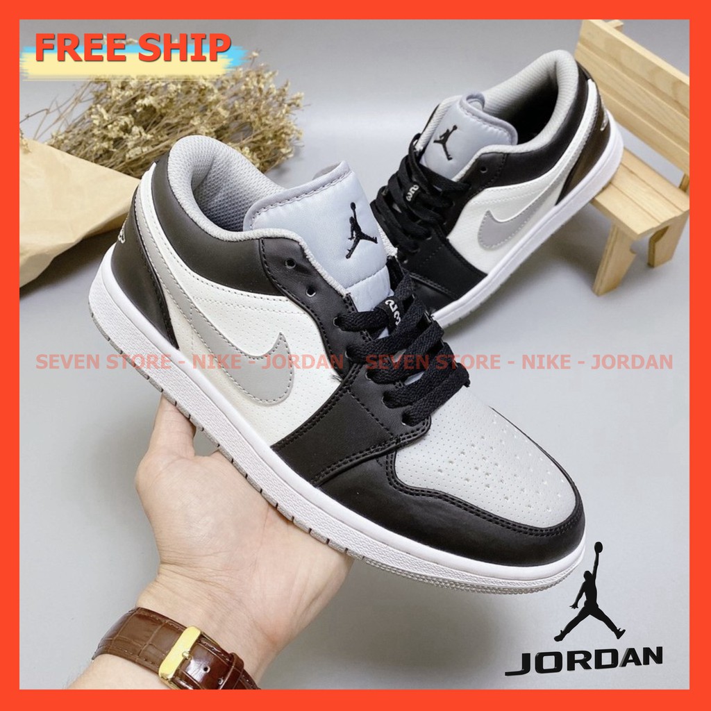 Giày Thể Thao Nam Nữ Jordan JD1 Low Ghi Đen Xám Cổ Thấp Thời Trang Full Box Bill