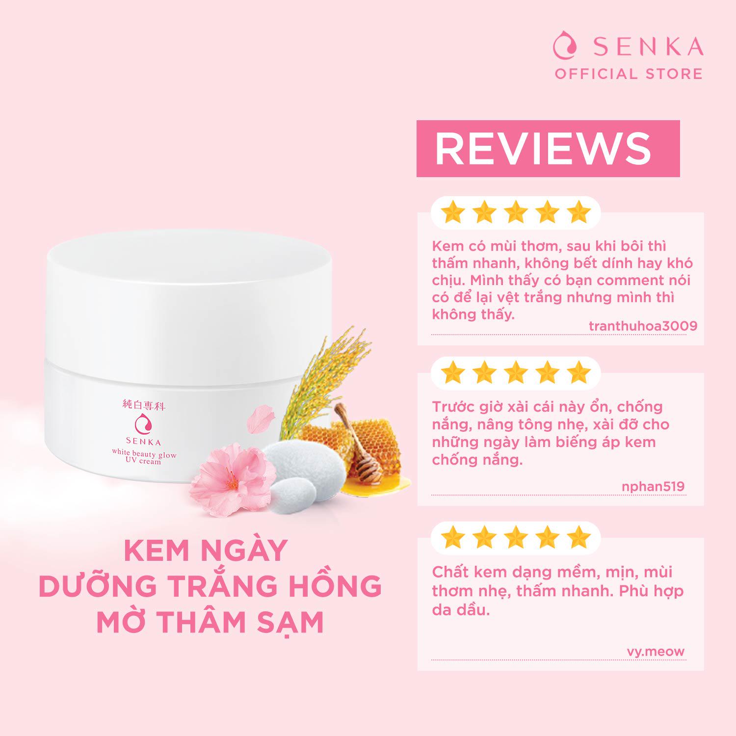 Kem dưỡng trắng da chống nắng ban ngày Senka White Beauty Glow UV Cream SPF 25 PA ++ 50g - 15539