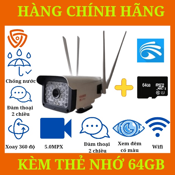Camera Yoosee thân xoay ngoài trời 36 Led 5.0 chống nước, xem đêm có màu, 1 đổi 1 trong vòng 7 ngày nếu sản phẩm lỗi