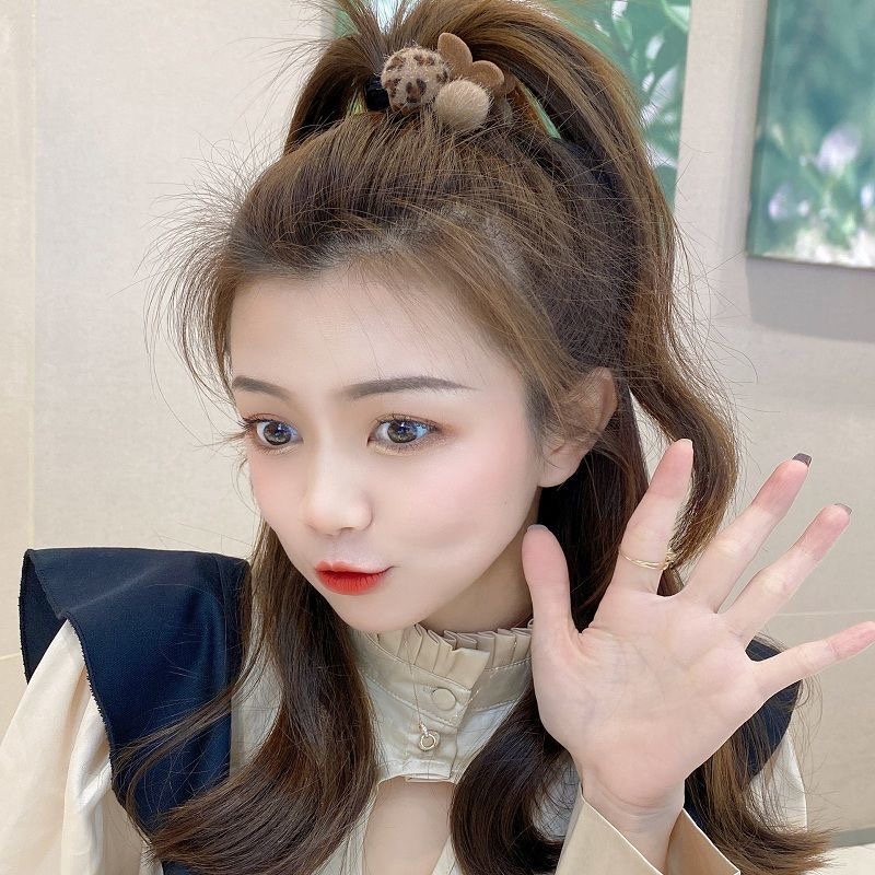 Kẹp Tóc Đuôi Ngựa In Họa Tiết Da Báo / Quả Cherry Nhỏ Xinh