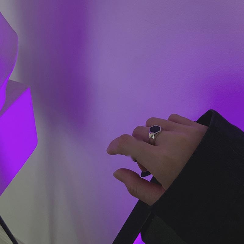 Nhẫn Hở Hình Lục Giác Đính Kim Cương Giả Phong Cách punk Hiphop Cá Tính Thời Trang Unisex