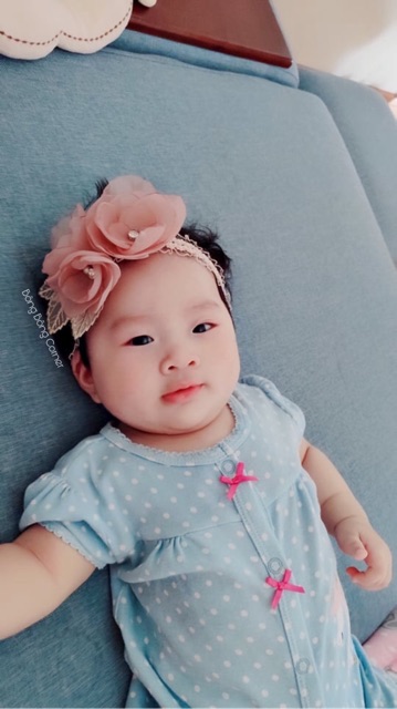 Cài đầu hoa voan cho bé - Headband Angel - Màu hồng tây