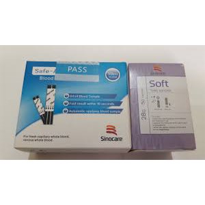 Que thử tiểu đường safe accu SINOCARE hộp 50que  + 01 hộp 50 kim