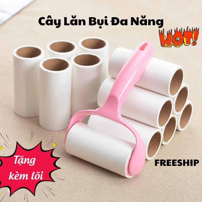 Cây lăn lông mèo, thanh lăn bụi quần áo lõi 60 lớp, có nắp đậy