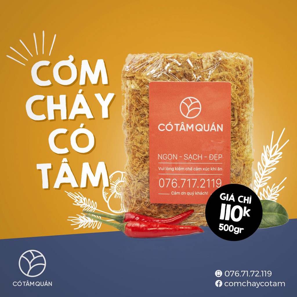 [Mã GROSALE2703 giảm 8% đơn 250K] CƠM CHÁY CHÀ BÔNG - CÓ TÂM QUÁN