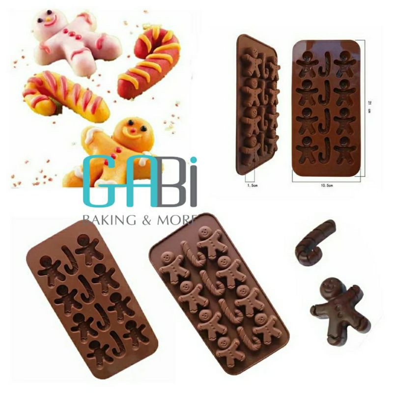 Khuôn fondant silicon người gừng, kẹo gậy