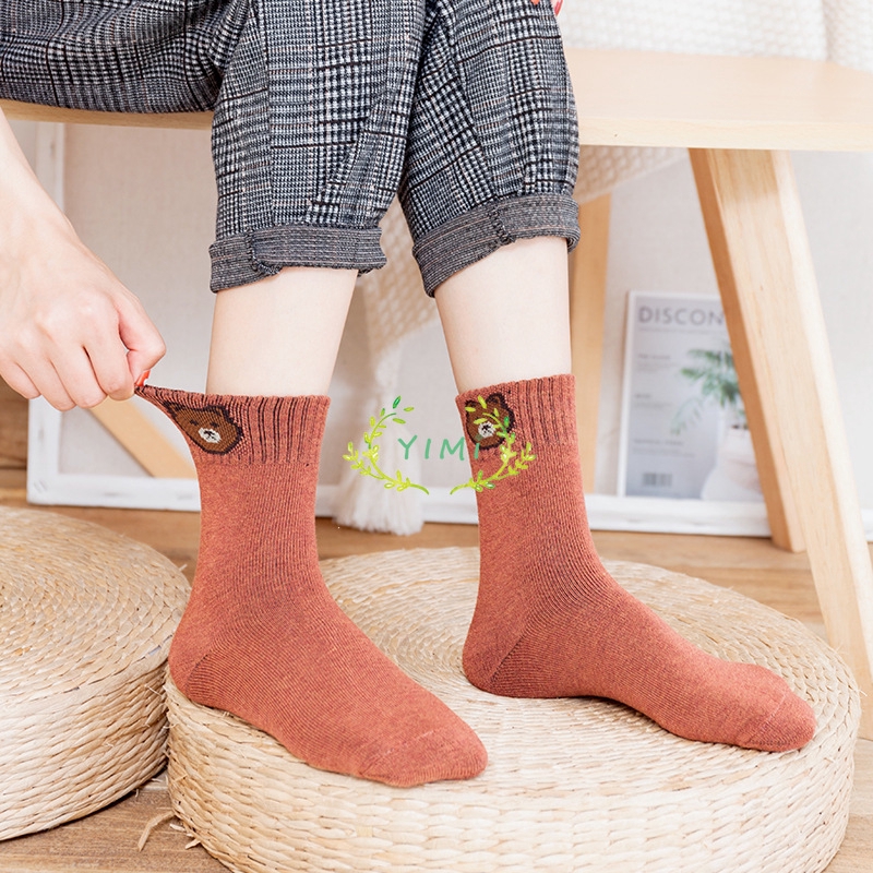 Phiên bản Hàn Quốc thời trang phim hoạt hình gấu bông dễ thương thêu vớ thể thao