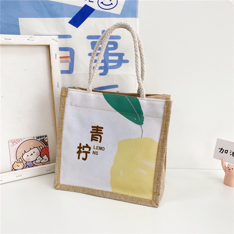 Túi Xách Nữ Vải Lanh In Hình Thời Trang Mới