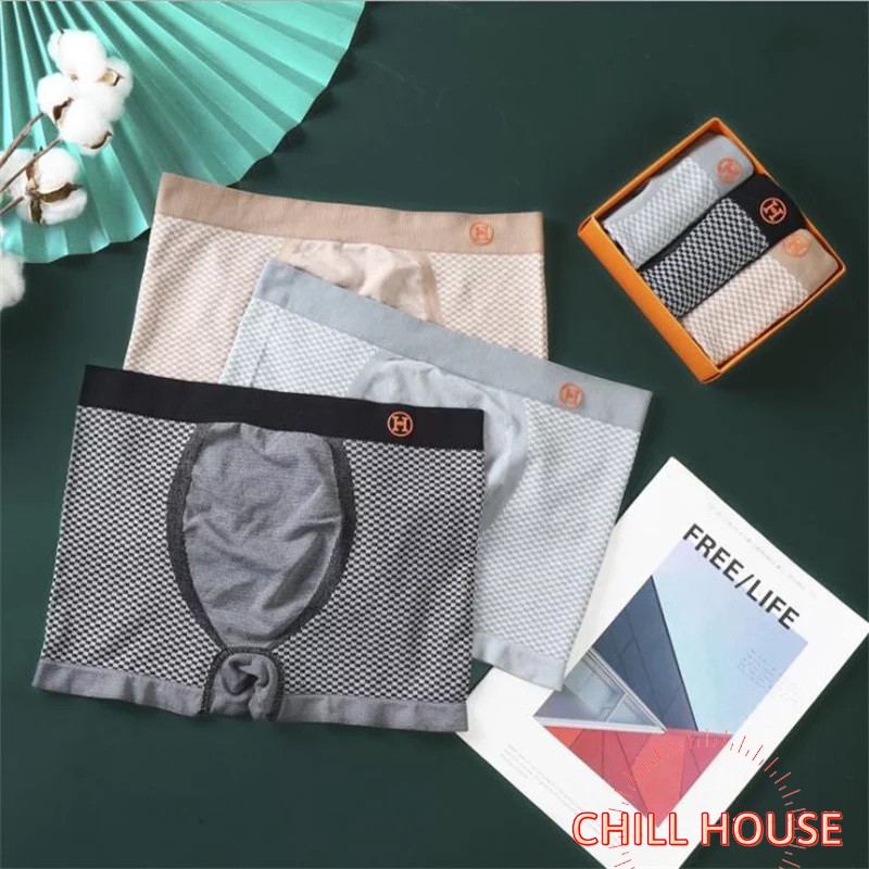 Mẫu mới*Hộp 3 quần lót nam boxer co giãn chữ H, Quần sịp đùi nam DOLOTDAY - CHILLHOUSE