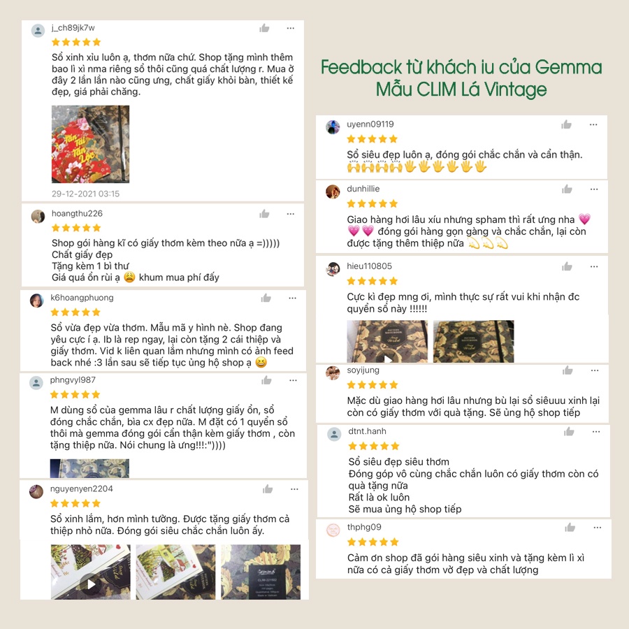 GEMMA NOTEBOOK - Sổ tay bìa cứng A5 - CLIM Lá Vintage