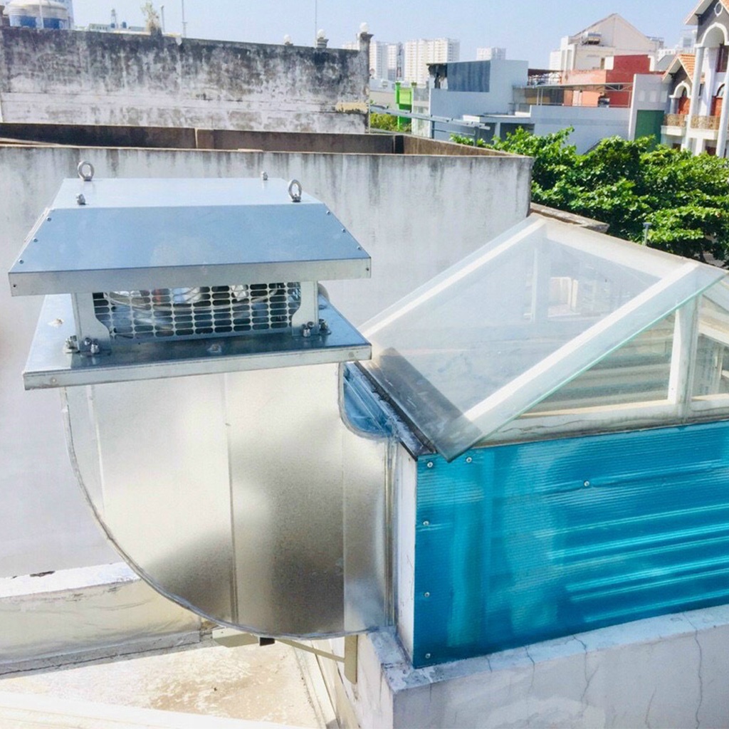 Quạt ly tâm hút khí nóng - gắn mái giếng trời VORTEX, hút triệt để nóng, ẩm, mùi - lưu thông, làm mát không gian