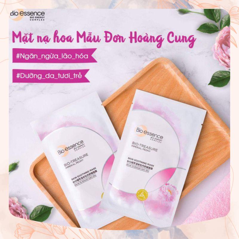 Combo 3 mặt nạ Bio-Essence Skin Soothing Mask mẫu đơn hoàng cung 20ml