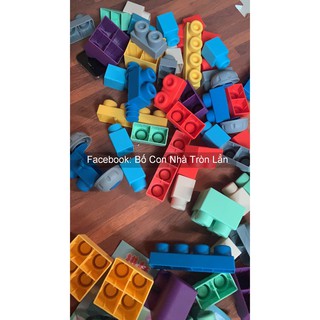 LEGO DẺO KÍCH THƯỚC SIÊU TO CHO BÉ - thùng nhựa đựng 50 miếng hộp nhựa - BỘ XẾP HÌNH DẺO - Chất liệu SILICON ABS an toàn