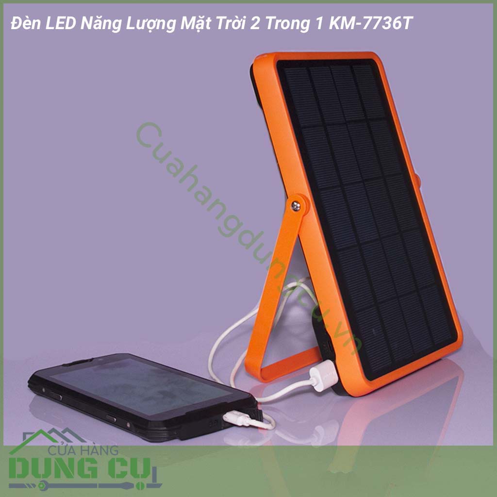 Đèn Led kèm sạc dự phòng năng lượng mặt trời 2 trong 1 KM-7736T