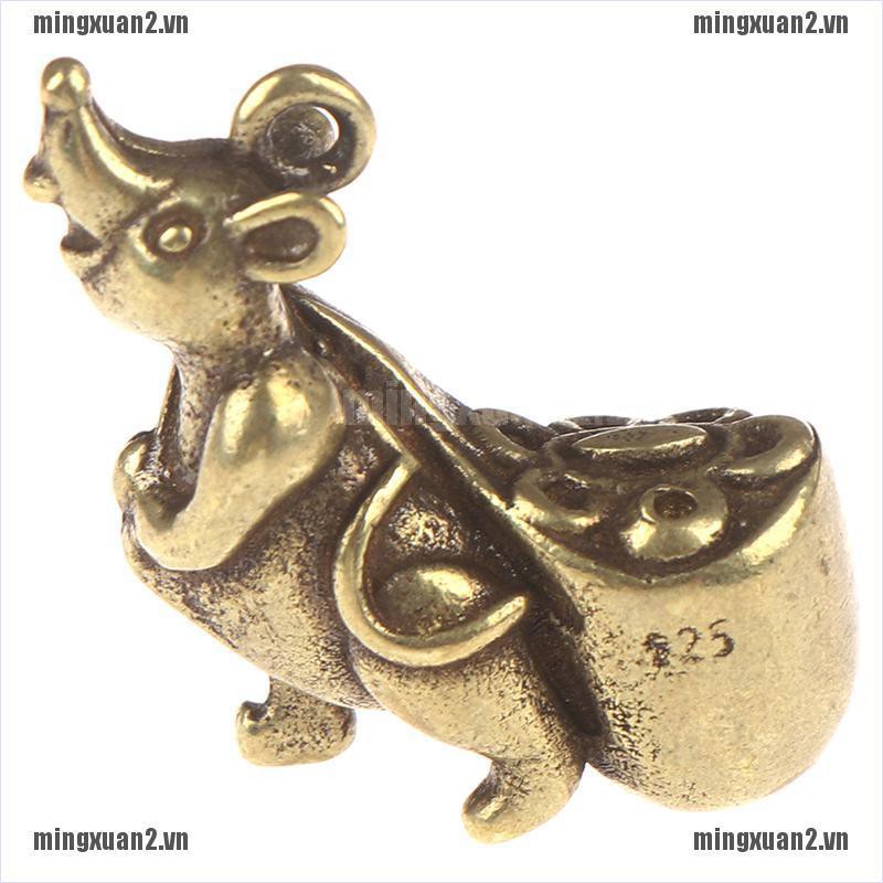 MINXT Solid Brass Figurine Of Mouse Rat Accessories Pendant Statue Mini Home Decor VN