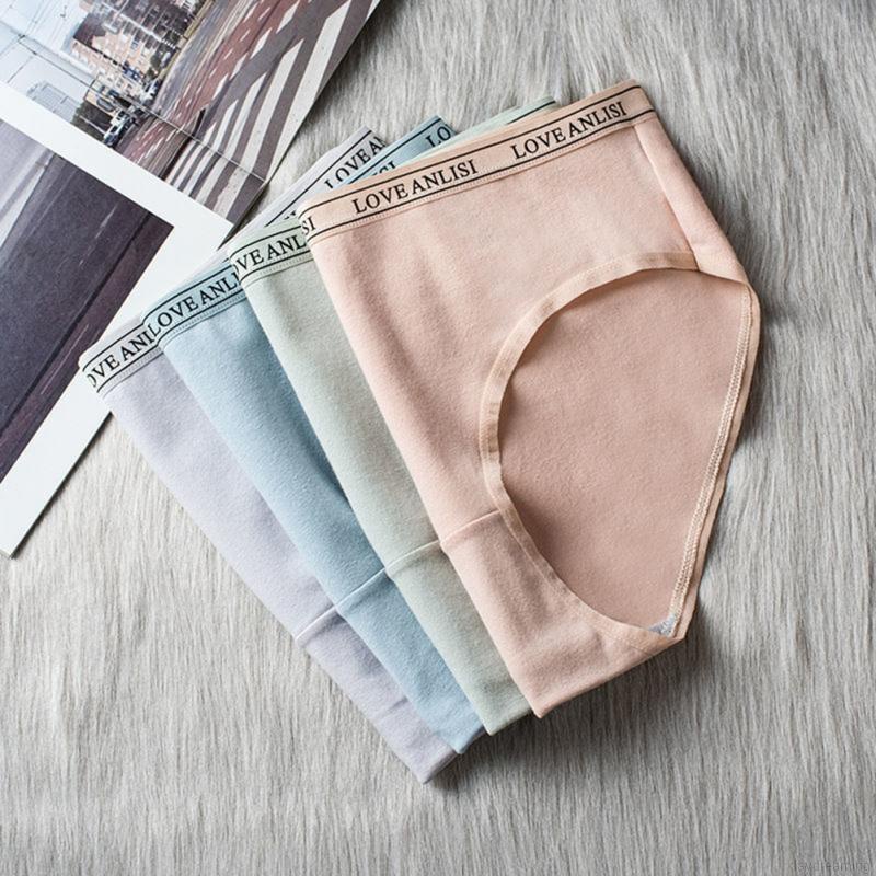 Quần lót cotton không đường may lưng vừa màu trơn phong cách Nhật Bản dễ thương cho nữ