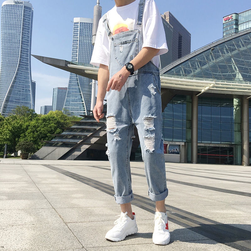 Quần Yếm jeans Ngắn Dáng Rộng Thời Trang Mùa Hè Dễ Phối Đồ Cho Nam