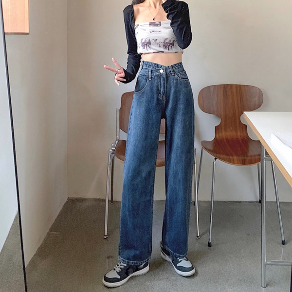 Quần Jeans Nữ Lưng Cao Ống Rộng Thời Trang Hàn Quốc