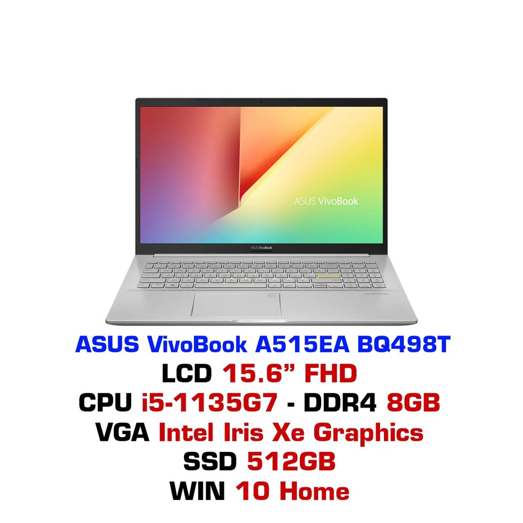 Laptop Asus Vivobook A515EA-BQ498T (i5-1135G7/8GB/512GB SSD/15.6FHD/VGA ON/Win10/Silver)
