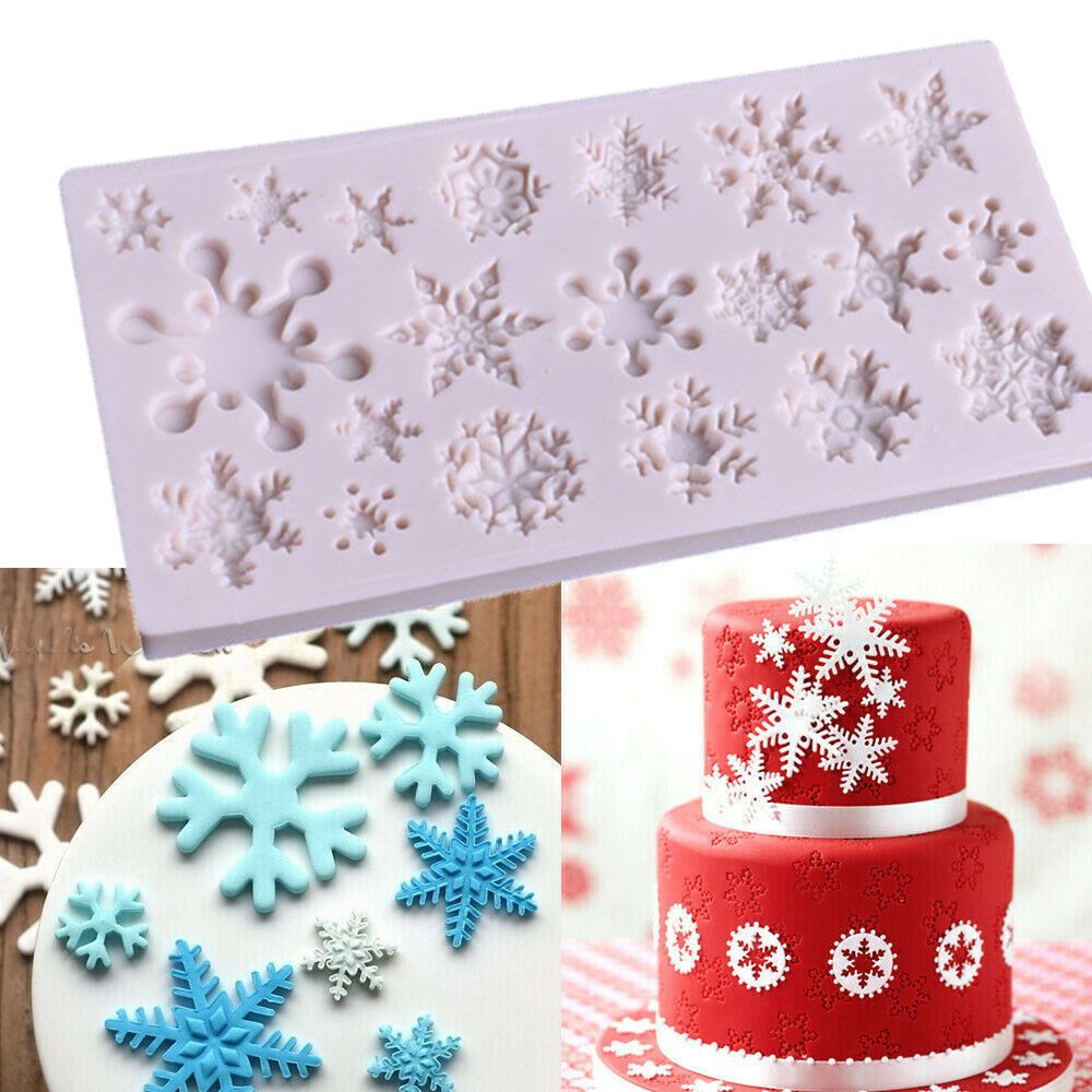 JANE Cake Decorating Snowflake Mold Christmas Fondant Baking Mould 3D Silicone Candy Jelly Chocolate