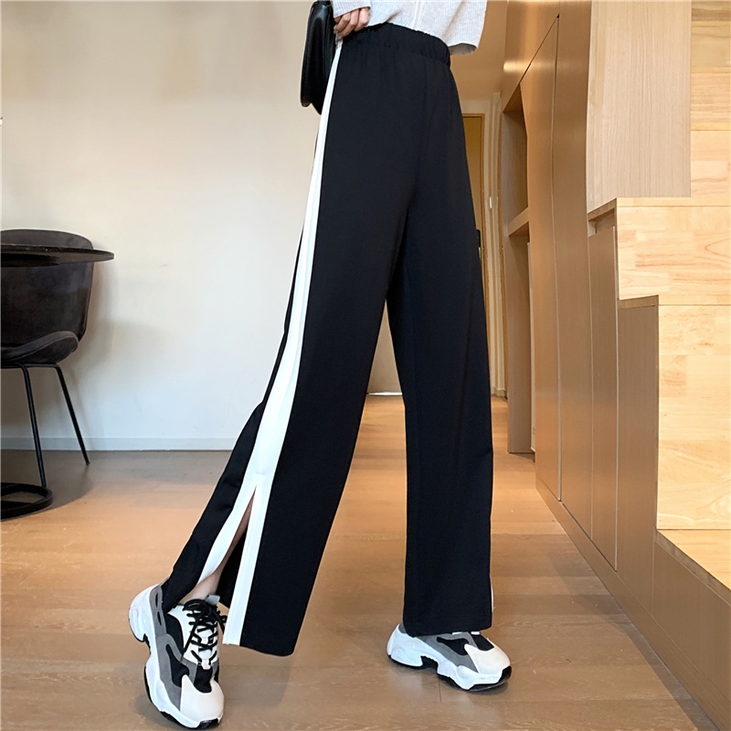 Quần dài lưng cao dáng rộng phong cách thời trang hàn quốc