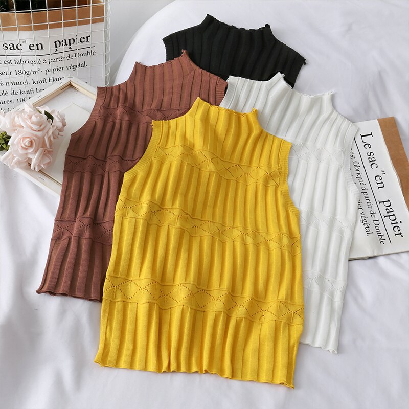 Áo len cổ lọ không tay phong cách thời trang dành cho nữ | BigBuy360 - bigbuy360.vn