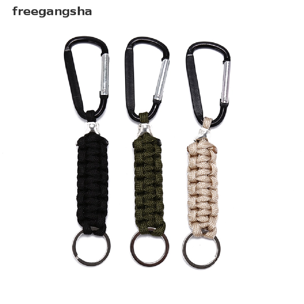 [FREG] paracord keychain outdoor safety survival gear rope keyring carabiner kits FDH