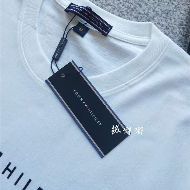 Áo Thun Cotton Ngắn Tay Cổ Tròn Dáng Rộng In Logo Tommy HiIfiger Cá Tính Cho Nam Nữ / S-5XL