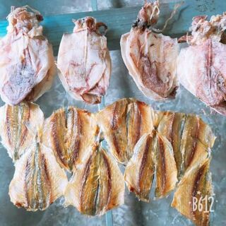 Combo 1 kg cá chỉ vàng và 5 con mực khô size mini