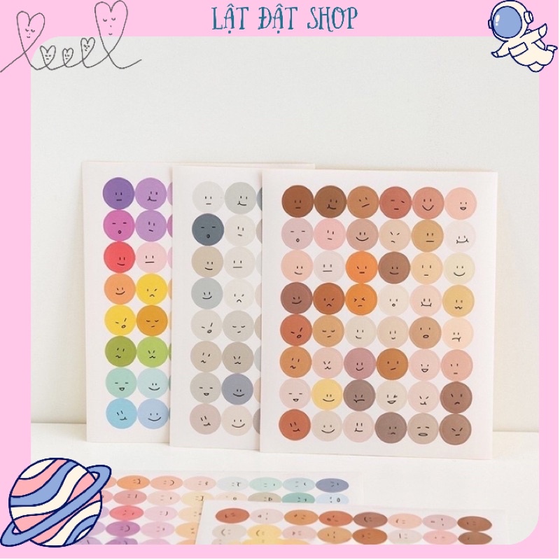 🌸 Sticker icon - Sticker tròn biểu tượng cảm xúc dùng trang trí sổ 🌸