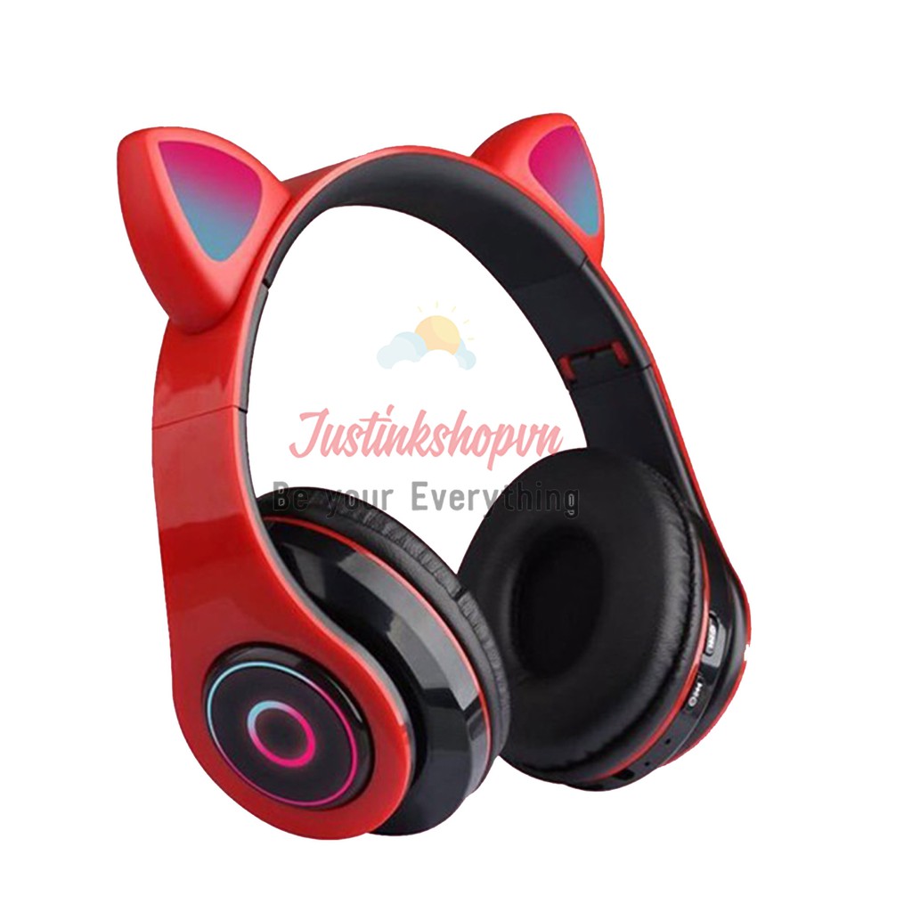 Tai nghe đèn Led tai mèo cat ear dễ thương dùng Bluetooth B39 có dây nối với máy tính, điện thoại, ipad,- JLVQ-4994-TNBT