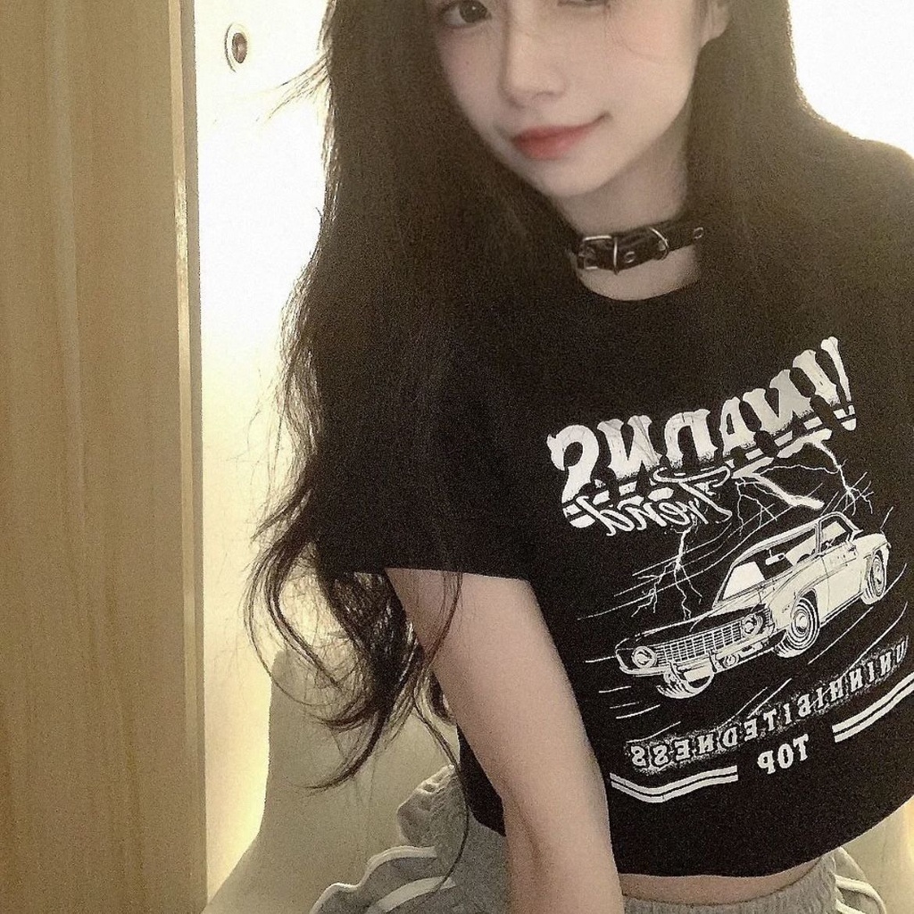 ❖Áo Thun Ngắn Lưng Cao Dáng Ôm Dễ Phối Đồ Thời Trang Cho Nữ