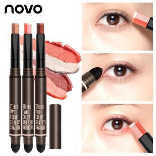 [Hàng mới về] Thỏi phấn mắt 2 màu NOVO kèm đầu cọ xốp tô màu mắt tiện lợi và nhanh chóng