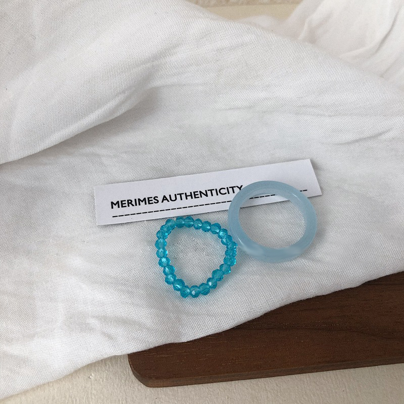 Set 2 Nhẫn Nhựa Màu Trơn Phong Cách Cổ Điển