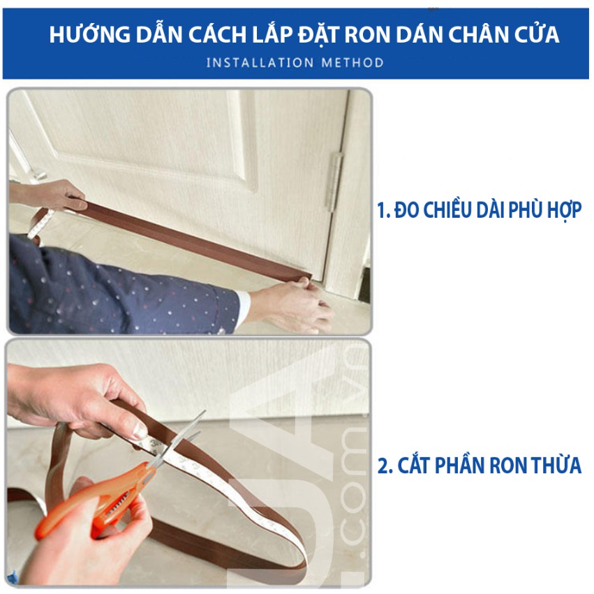 1m Ron Chân Cửa Cao Su LOẠI CẢI TIẾN Dán Chống Bụi Côn Trùng 25 35 45mm