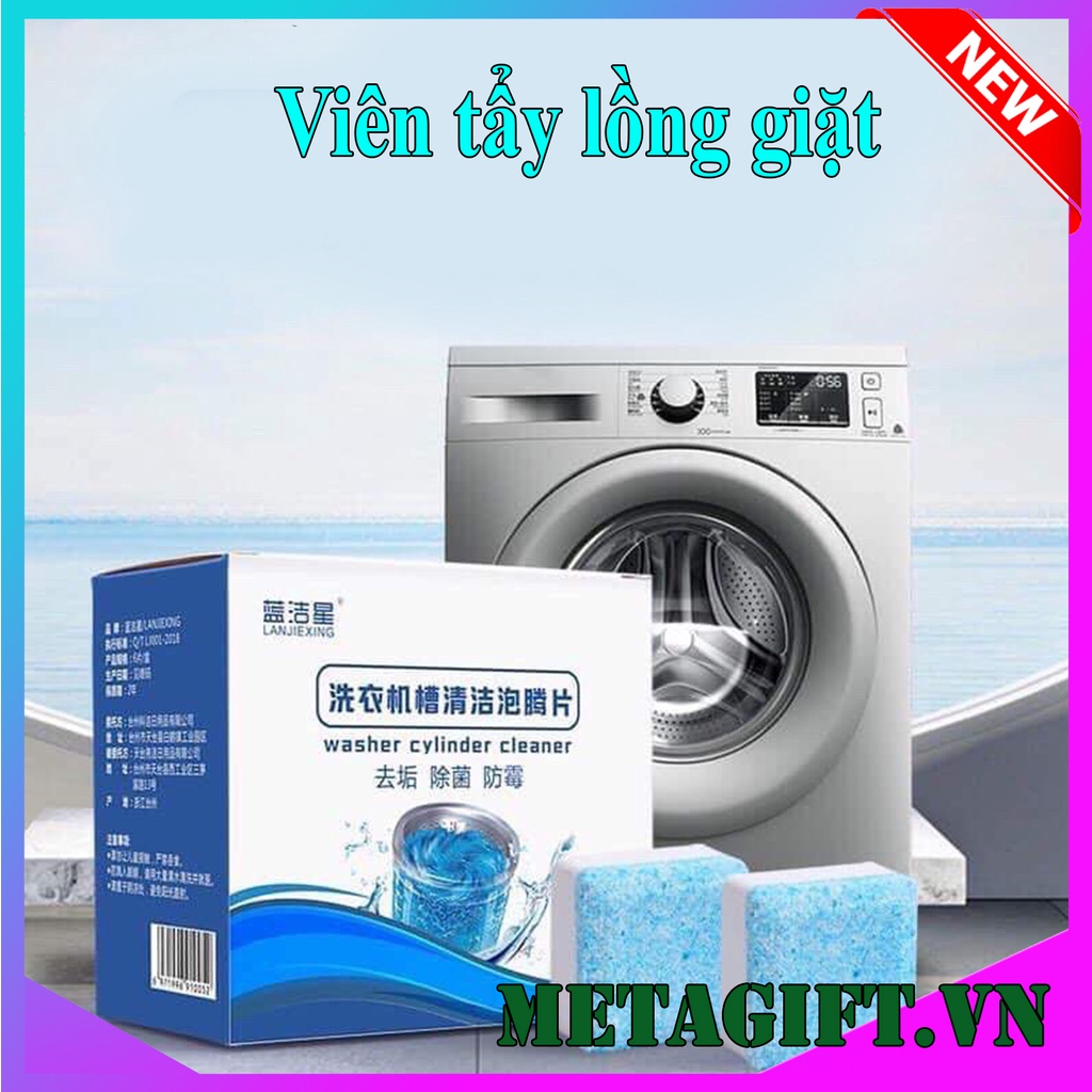 Hộp 12 viên tẩy rửa vệ sinh lồng máy giặt khử mùi máy giặt cửa trước ngang trên đứng tại nhà