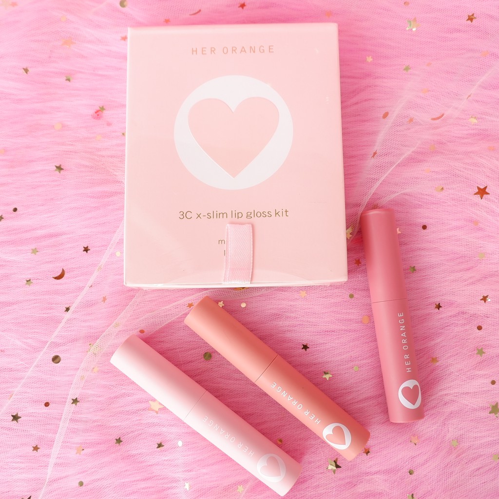 Set 3 son kem lì, mịn, nhẹ môi Her Orange 3C x-slim lip gloss kit NPP Shoptido | BigBuy360 - bigbuy360.vn