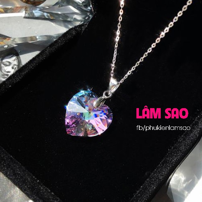 Mặt dây chuyền pha lê swarovski áo trái tim cao cấp - có kèm khóa kẹp mặt