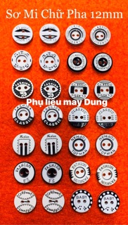 Nút sơmi chữ pha 12mm bịch 120nút