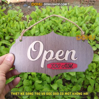 Bảng Open/Close Gỗ Treo Cửa Chữ Nổi [DOHU302] Có Video Sản Phẩm Do Shop Tự Quay.