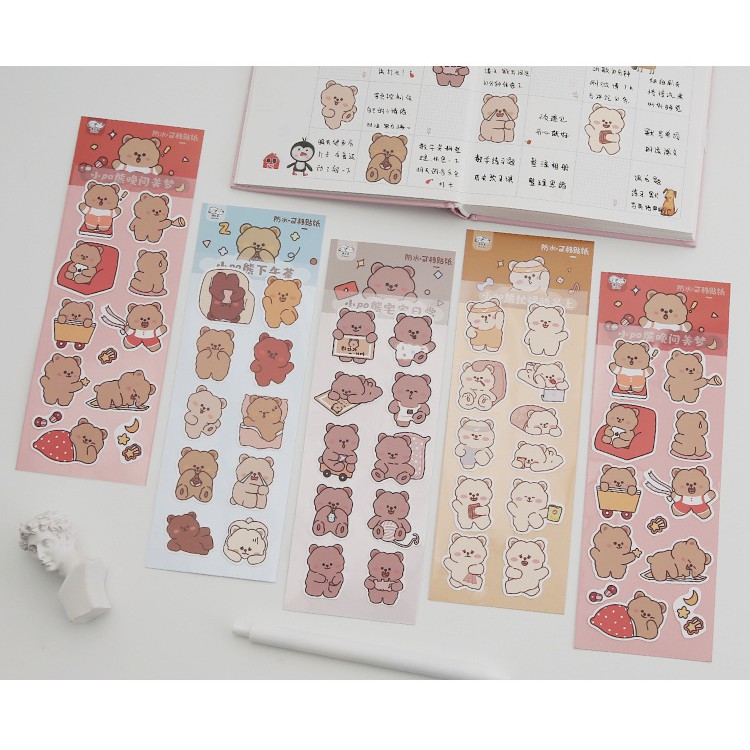 (ST024) Sticker gấu cute nhiều mẫu