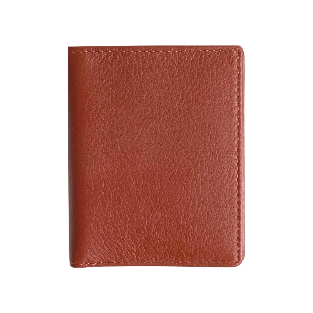 Ví Vuông Unisex Mini đứng da thật dáng gập gọn nhiều ngăn thẻ
