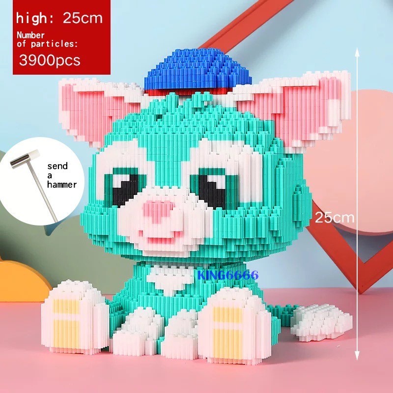 Xếp hình lắp ráp mô hình cỡ lớn 25 - 36cm thỏ tím Stella Lou nhân vật hoạt hình 3D