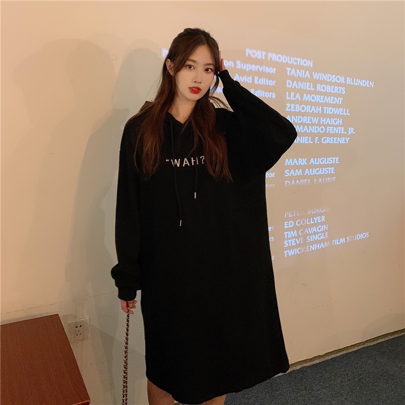 SUXI Đầm Midi Tay Dài Dáng Rộng Thiết Kế Đơn Giản Cho Phái Nữ