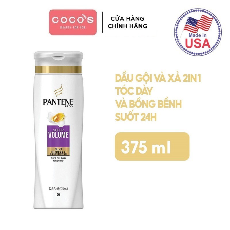 [Mã COSCOCOT3 -8% đơn 250K] Dầu gội &amp; xả 2IN1 Pantene Shampoo &amp; Conditioner 2IN1 Sheer Volume 375ml