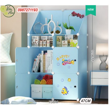 Tủ quần áo 4 ô 2 ngăn 2 góc trang trí nhựa lắp ghép đa năng (nhiều màu sắc, hình dáng lựa chọn) (Kiều Hoa Store)