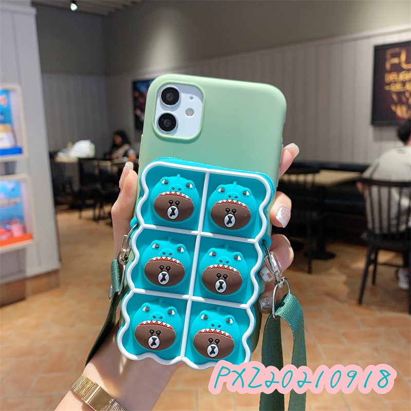 Ốp điện thoại gắn ví hoạt hình phối dây đeo thích hợp cho IPhone 13 12 11 pro pmax 13 12 mini X XS XR XSMAX 5 5S 6 7 8+