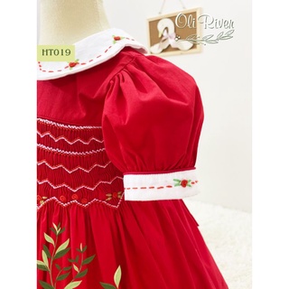 ĐẦM SMOCK ĐỎ CỔ HOA XINH XẮN