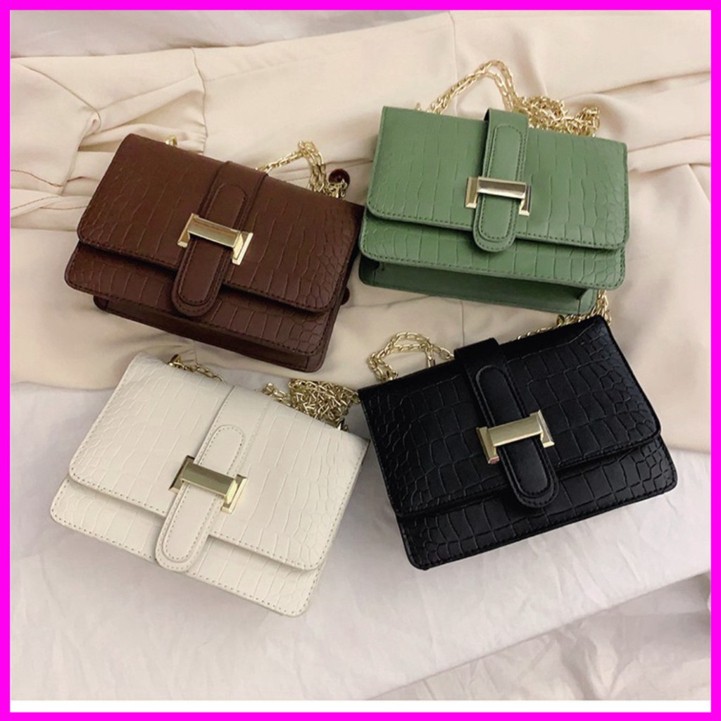 [Hàng loại 1] Túi xách nữ đeo chéo vân da cá sấu khóa chữ H trẻ trung thanh lịch TX26 túi đeo vai